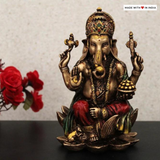 Lord Ganesh on a Lotus pedestal - Metallic finish
