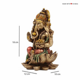 Lord Ganesh on a Lotus pedestal - Metallic finish