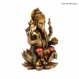 Lord Ganesh on a Lotus pedestal - Metallic finish