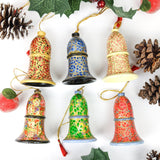 Christmas Tree Bell Ornaments - Hand-Painted Paper Mache - Assorted