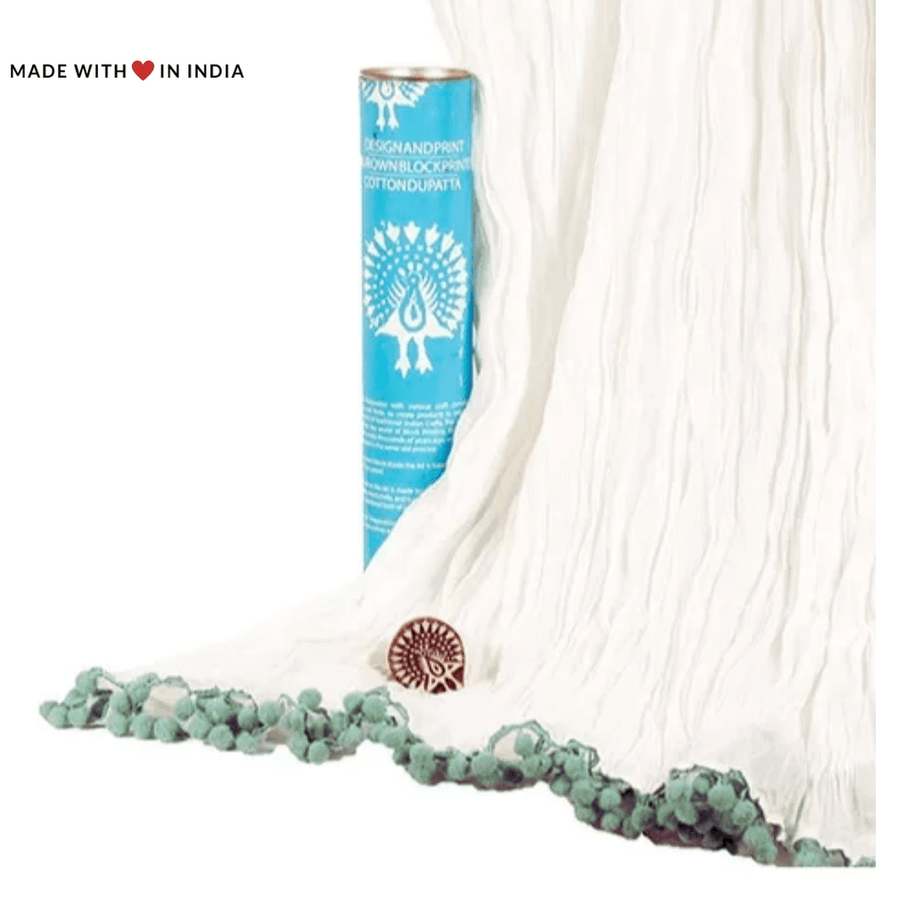 Peacock Hand Block Print Dupatta Kit - Educational Arts & Crafts for Kids Activity Kit - Made with Love in India