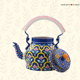 Shalimar - Hand Painted Chai Kettle Teapot in Blue, Yellow and White