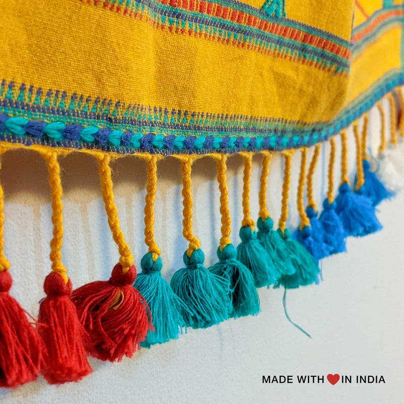 Aambo — Handmade Cotton Spring Scarf in Yellow with Tassels - Made with Love in India
