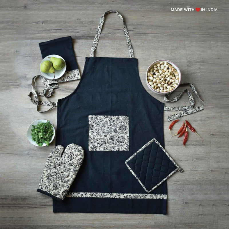 Kalamkari Apron Set - Navy - Made with Love in India