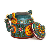 Aum - Hand Painted Chai Kettle Teapot in Green, Yellow, & Red - Made with Love in India