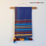 Bhuro — Handmade Cotton Spring Scarf in Blue with Tassels - Made with Love in India