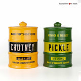 Ceramic Barrel Chutney Jar - Yellow - Made with Love in India