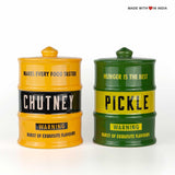 Ceramic Barrel Chutney Jar - Yellow - Made with Love in India