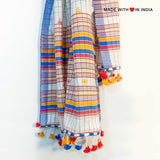 Chokdi — Handmade Cotton Spring Scarf in Ivory with Tassels - Made with Love in India
