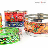 Rahika — Madhubani Hand-Painted Stainless Steel Tiffin Lunch Box - Made with Love in India