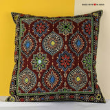 Balera - Ajrakh Embroidered Mirror-work Cushion Cover