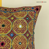 Chooli - Ajrakh Embroidered Mirror-work Cushion Cover