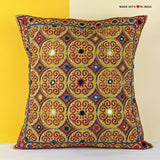 Chooli - Ajrakh Embroidered Mirror-work Cushion Cover