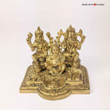 Lakshmi Ganesha Kuber Dhan Kunji - Brass Statue - 2.5 inches