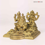 Lakshmi Ganesha Kuber Dhan Kunji - Brass Statue - 2.5 inches - Made with Love in India