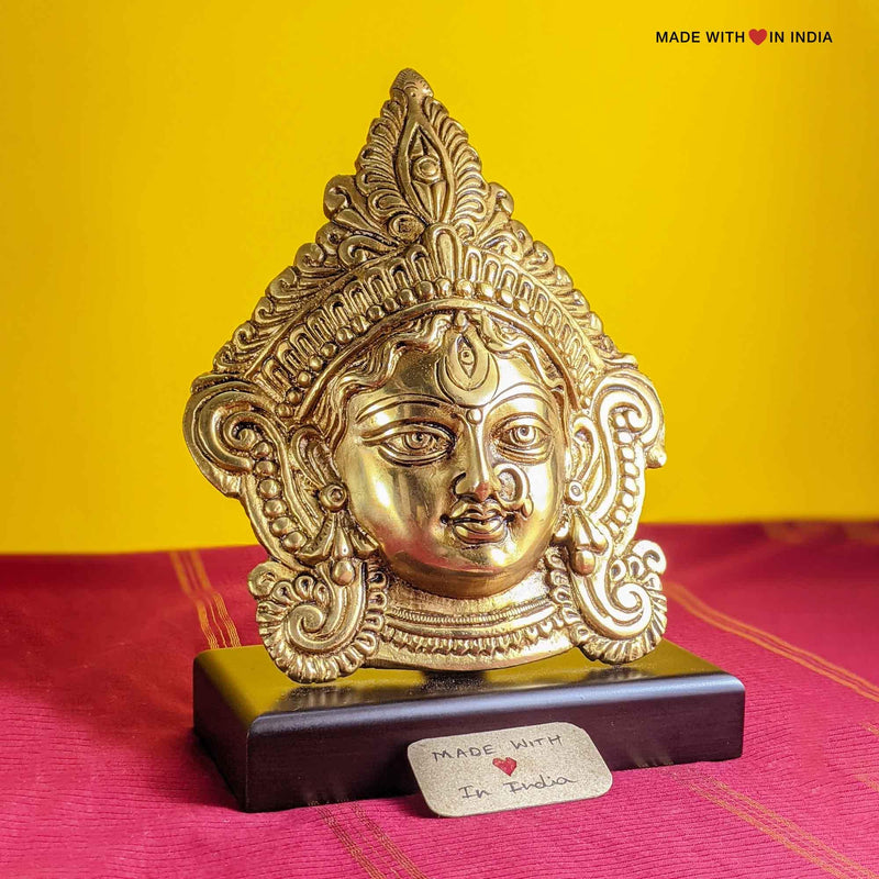 Maa Durga Pratima - Durga Brass Sculture Mask - 8 inches - Made with Love in India