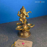 Ganesha Dancing Diya (Oil Lamp) - Ganesh Brass Statue - 5 inches - Made with Love in India