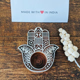 Hamsa — Wood Printing Block Tea Light Holder - Made with Love in India