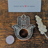 Hamsa — Wood Printing Block Tea Light Holder - Made with Love in India