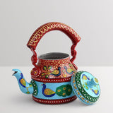 Hand Painted Chai Kettle - Peacock Paradise - Made with Love in India
