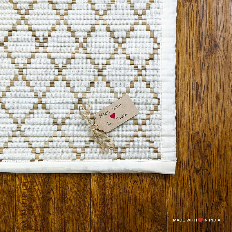 Hiraka — BHU YOGA Natural Sambu Straw Yoga Mat handwoven in Diamond Pattern with Rubberised Backing - Made with Love in India