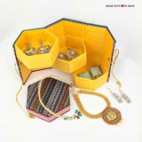 Jewellery Box - Handloom Khun fabric 3 tier multi-purpose boxes - Made with Love in India