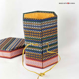 Jewellery Box - Handloom Khun fabric 3 tier multi-purpose boxes - Made with Love in India