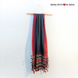 Kaado — Handmade Cotton Spring Scarf in Black with Tassels - Made with Love in India