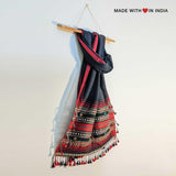 Kaado — Handmade Cotton Spring Scarf in Black with Tassels - Made with Love in India