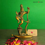 Krishna Dancing on Kaliya Snake - Kaliya Naga Mardan - Brass Krishna Statue - 8 inches - Made with Love in India