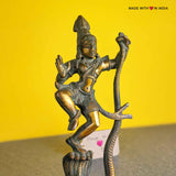Krishna Dancing on Kaliya Snake - Kaliya Naga Mardan - Brass Krishna Statue - 8 inches - Made with Love in India