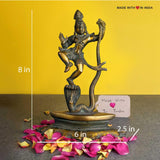 Krishna Dancing on Kaliya Snake - Kaliya Naga Mardan - Brass Krishna Statue - 8 inches - Made with Love in India