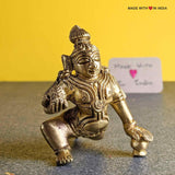 Laddu Gopal Murti, Bal Gopal (Baby Krishna) - Brass Idol - Size 3 - 3 inches - Made with Love in India