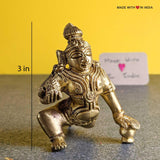 Laddu Gopal Murti, Bal Gopal (Baby Krishna) - Brass Idol - Size 3 - 3 inches - Made with Love in India