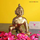 Laddu Gopal Murti, Bal Gopal (Baby Krishna) - Brass Idol - Size 5 - 5 inches