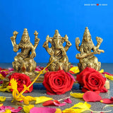 Lakshmi Ganesh Saraswati Brass Idols - 3 inches