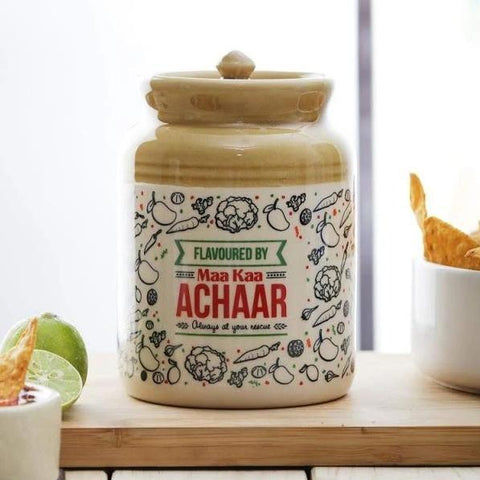 Maa kaa Achaar Barni — Traditional Ceramic Indian Pickle Jar - Made with Love in India