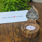 Motif 1 - Wood Printing Block Tea Light Holder - Made with Love in India