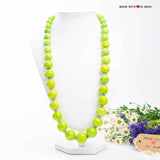 Blue Pottery Full Beaded Long Necklace - Lime