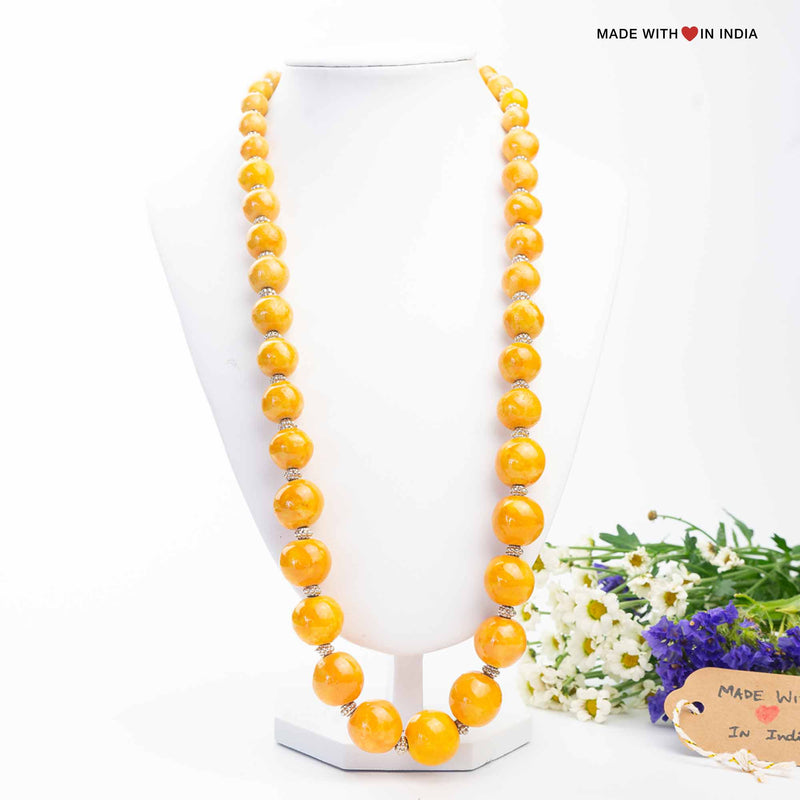 Blue Pottery Full Beaded Long Necklace - Mango