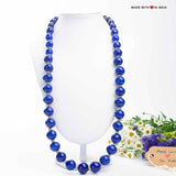 Blue Pottery Full Beaded Long Necklace - Cobalt Blue