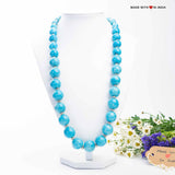 Blue Pottery Full Beaded Long Necklace - Turquoise