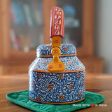 Nilakanth - Hand Painted Chai Kettle Teapot in Blue, Yellow, & Red - Made with Love in India