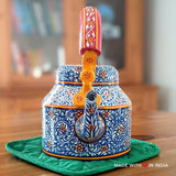 Nilakanth - Hand Painted Chai Kettle Teapot in Blue, Yellow, & Red - Made with Love in India