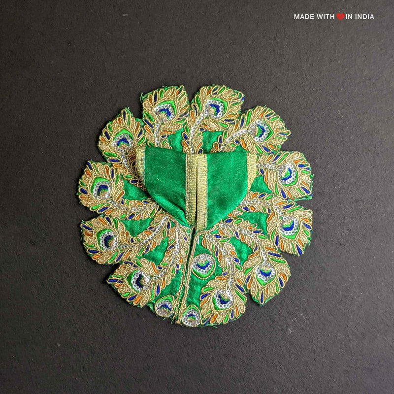 Laddu Gopal Dress - Poshak for Thakurji - Peacock Feathers - Size 3 - Made with Love in India