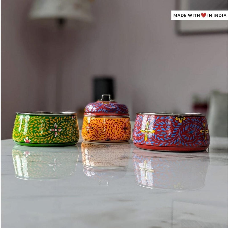 Rangeela Hand-Painted Stainless Steel Tiffin Lunch Box - Made with Love in India