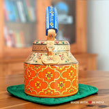 Rohira - Hand Painted Chai Kettle Teapot in Orange, Gold, & Blue - Made with Love in India