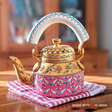 Sitabo - Hand Painted Chai Kettle Teapot in Pink & White - Made with Love in India