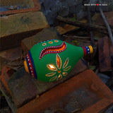 Terracotta Diya/Tealight Lantern -Green Conch - Made with Love in India