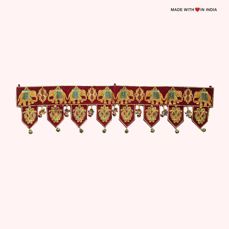 Festive Bandhanwar Toran Door Hanging - Embroidered Elephants - Made with Love in India